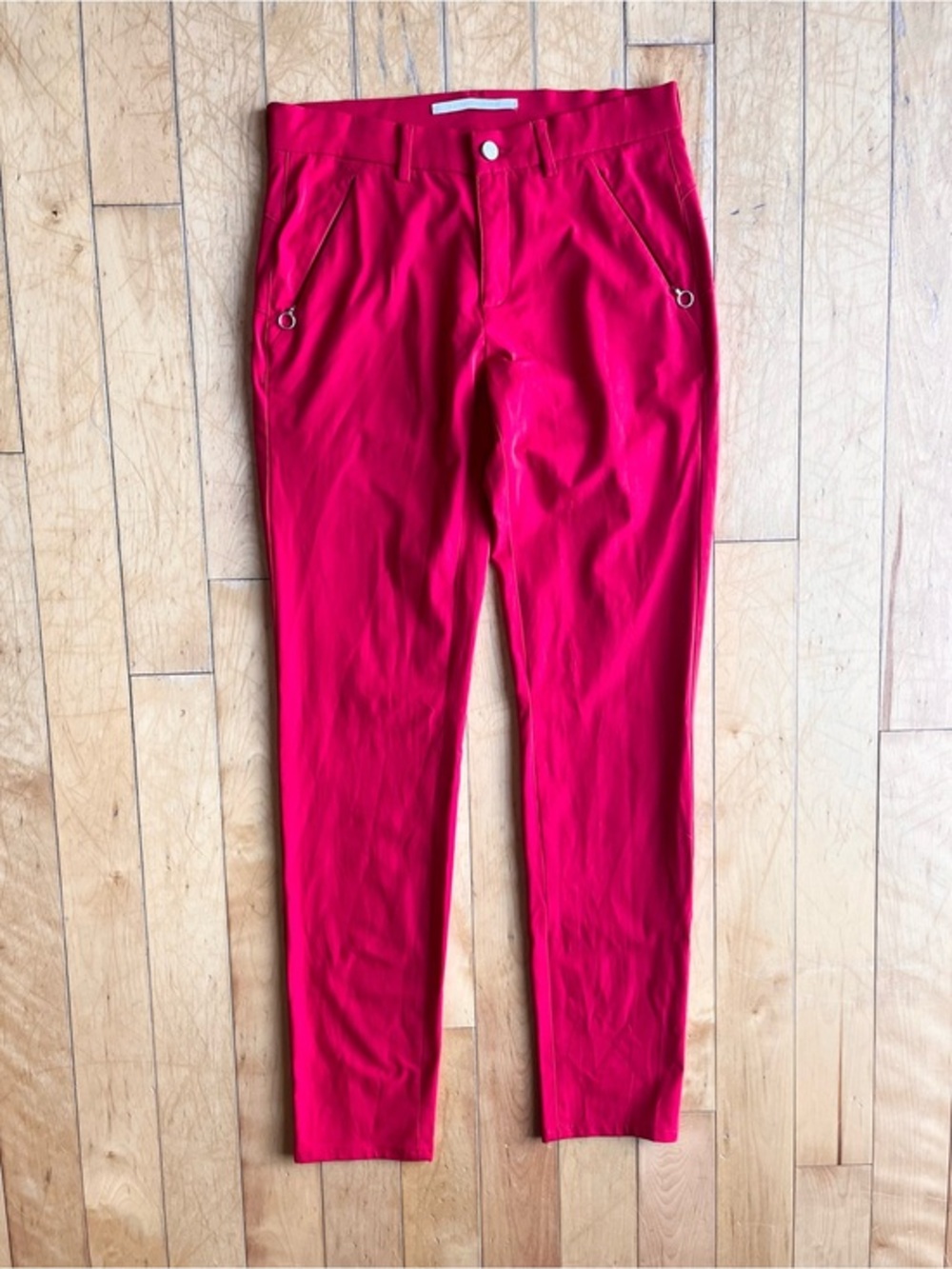 Raffaello Rossi Minimalist Red Slim-fit Pants Trousers Size 36